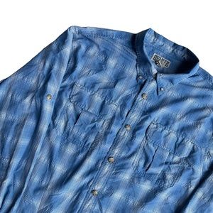 Duluth Trading Co Men's LS Button Down Blue Plaid Nylon Polyester Shirt 2XL